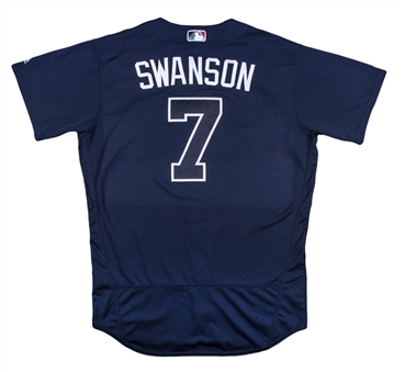 2017 Dansby Swanson Game Used Blue Atlanta Braves Road Jersey Worn on Sept 12, 2017 (MLB Authentication)